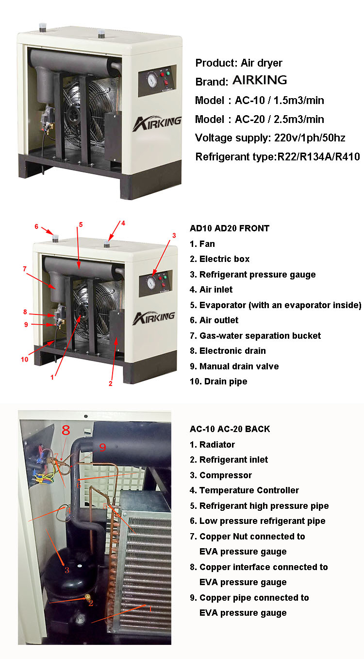 55kw kombinasi Horizontal Screw Compressor Built-in Dryer